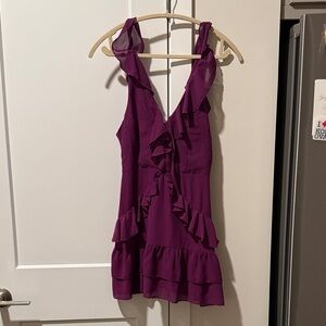 Tobi Purple Ruffle Mini Dress